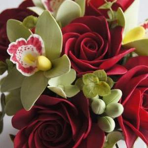 Wedding Decoration. Red Rose And Orchid..