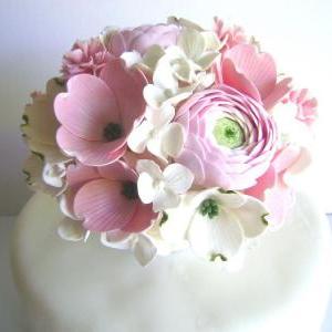 Wedding Cake Topper. Dogwoods, Hydrangea,..