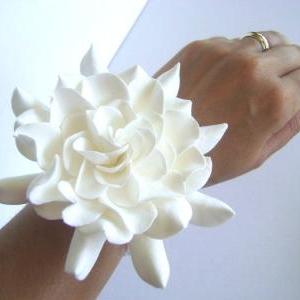 Wedding Wrist Corsage. White Gardenia Bracelet..