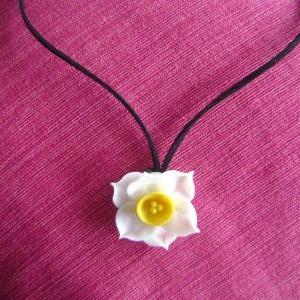 Daffodil Necklace. Clay Flower Neck..