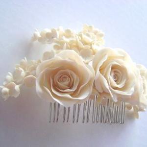 Bridal Ivory Hair Piece - Wedding Hair Piece -made..