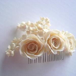 Bridal Ivory Hair Piece - Wedding Hair Piece -made..