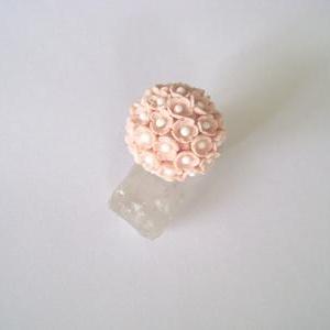 Pink Flowers Polymer Clay Adjustabl..