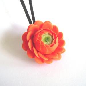 Orange Clay Ranunculus Necklace