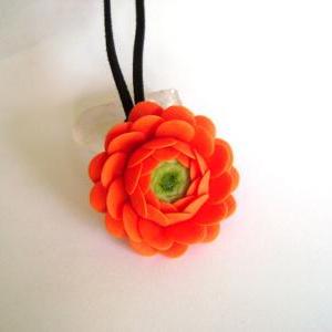 Orange Clay Ranunculus Necklace