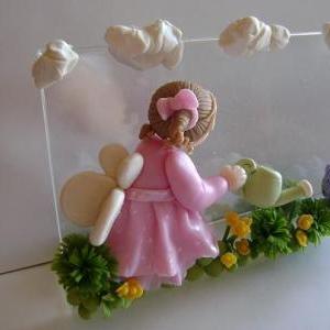 Handmade Ooak Clay Fairy/picture Frame