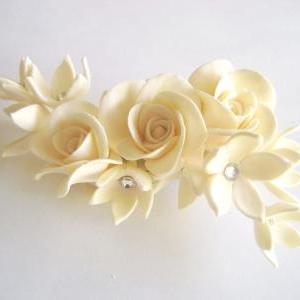 Ivory Rose Stephanoris Hair Flower. Wedding Hair..