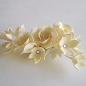 Ivory Rose Stephanoris Hair Flower. Wedding Hair..