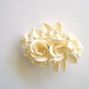 Bridal Hair Flower. Clay Wedding Hair Fascinator...