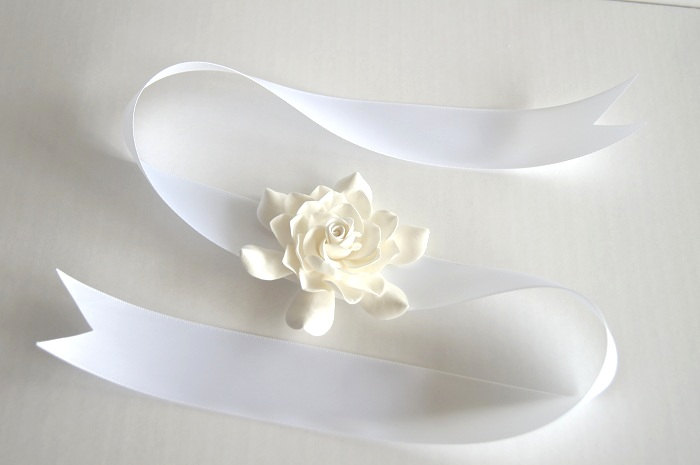 Wedding Wrist Corsage. White Gardenia Corsage