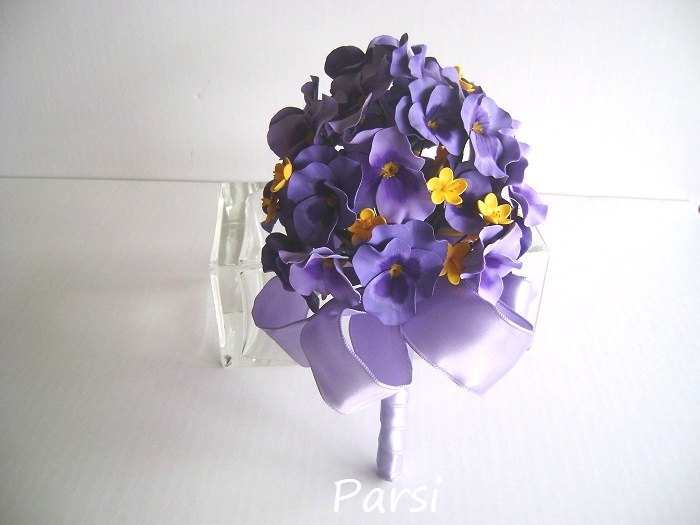Purple Pansy Bridal/bridesmaid Bouquet/nosegay - Wedding Bouquet