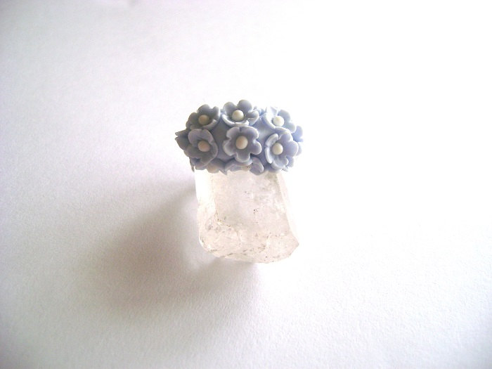 Forget Me Not Ring - Adjustable clay Ring- Made-to-order