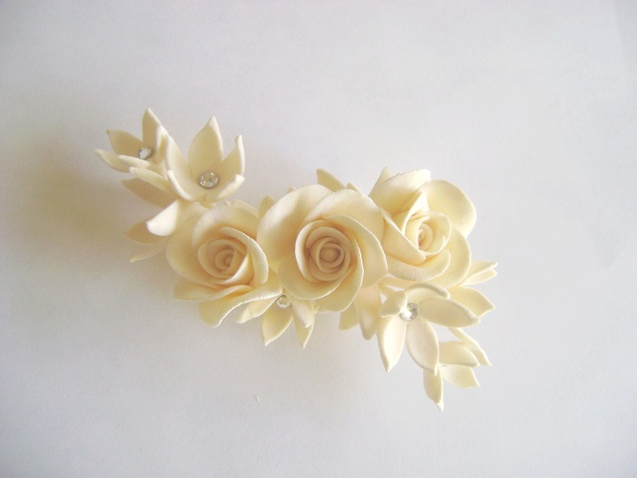 Ivory Rose Stephanoris Hair Flower. Wedding Hair Fascinator. Birdal/bridesmaid Hair Clip