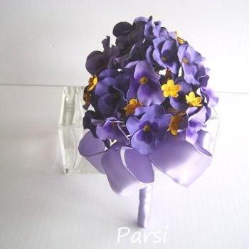 Purple Pansy Bridal/Bridesmaid Bouquet/Nosegay - Wedding Bouquet