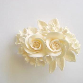 Bridal hair Flower. Clay Wedding Hair Fascinator. Ivory Rose Hair clip. Made-to-Order